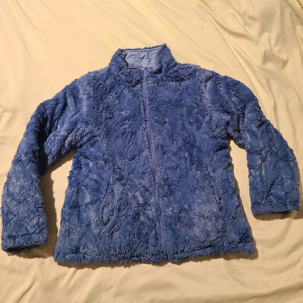 Girl's Climate Concepts Moc Neck Quilted Reversible Zip-Up Jacket Medium M 7/8
